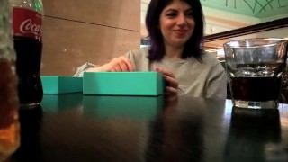 Went to a cafe with a remote control vibrator. (Moscow-City)