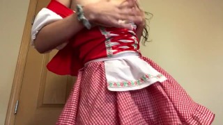 Teen Little Red Riding Hood masturbates & teases in costume