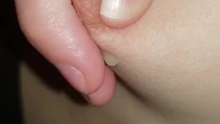 Lightly milking my nipples 