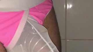 hiding CHASTITY DEVICE under my Gym Shorts