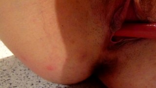 I spread my pussy live with a fake cock