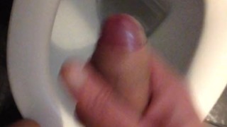 Huge cock in public. Cums in the bathroom.