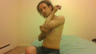 Topless Transgirl Licking Her Elbow and Showing You How To, Yourself