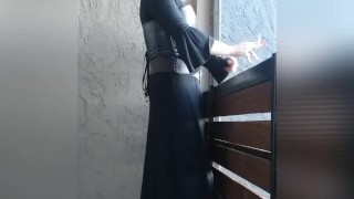 Smoking blonde goth. 