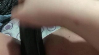 Play time with my thick black dildo