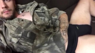 Christian Mack wakes up with a hard cock after a long nap