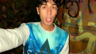 Middle east boy chews and swallows anon cum after anonymous public blowjob