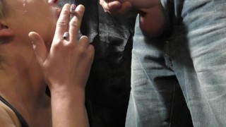 Smoke 2 cigarettes and BlowJob during time cumshot on my mouth with cigaret