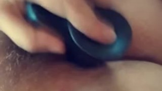 Black dildo in my tight pussy