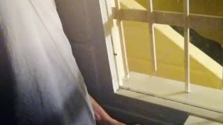 Jerking Off My Big Uncut Cock Public On My Window Till I Cum - Camilo Brown