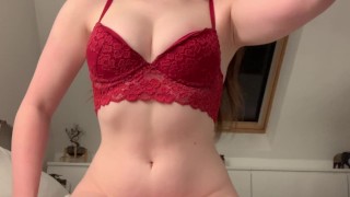 Horny teen plays with clit