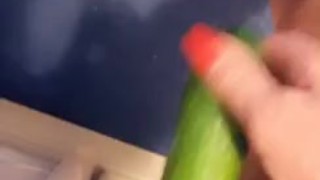Uks longest labia loves cucumber !