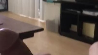 Jerking off in the living room family almost catch me