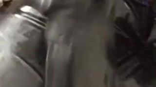 Jerking in Multiple Latex Catsuits with Big Cumshot 