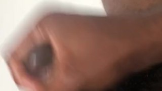 Hot guy stroking big blk dick before class