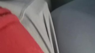 Driving with vibrator in leggings. Getting off. 