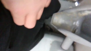 POV Transgirl In Porta Potty Struggling to Get Pants Off Due To Cold Hands