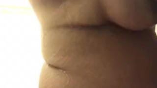 Hello kitty Bbw showers while daddy watches through window Squirts cums 