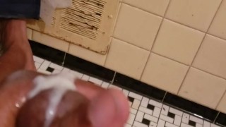 Hot guy jacking off cumming in neighbor bathroom 
