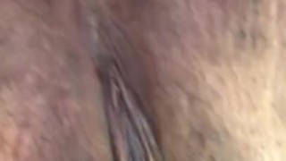 Horny bbw rubs tight pussy while on period while daddy watches