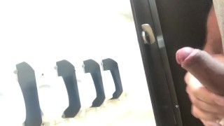 Risky cock play, nearly caught twice no cum