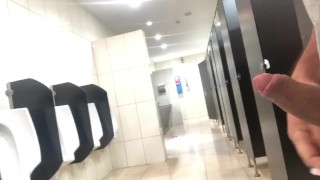 Risky cock play, nearly caught twice no cum