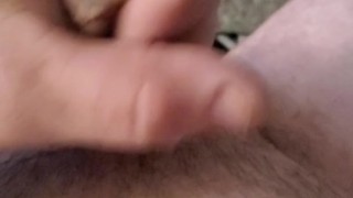 Uncut and cumming on my stomach