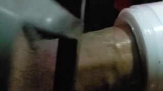 Quick fuck with male toy.