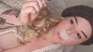 Pretty blonde smokes for you! 