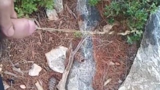 slow motion outdoor pee