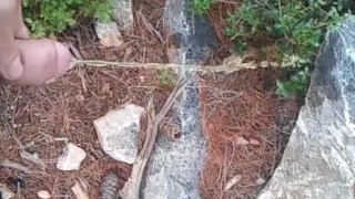 slow motion outdoor pee