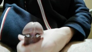 Exciting masturbation in the private room of the toilet