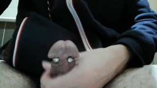 Exciting masturbation in the private room of the toilet