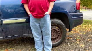Just Peeing Myself Beside My Car