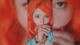 Redhead Sucking Dildo Blowjob