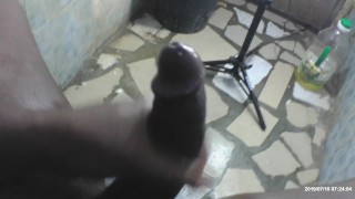Moans as he strokes that cock and creams