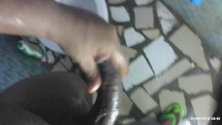 African black panther str8888888oking in the bathroom