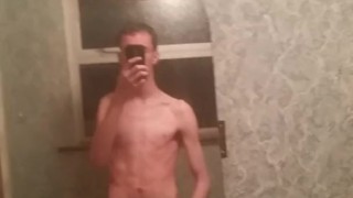 Very skinny lanky loves to stroke his big cock