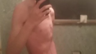 Very skinny lanky loves to stroke his big cock