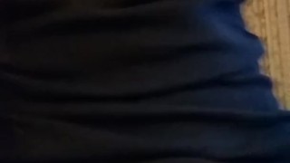 Mature Tranny whore playing his/her cock boobs out
