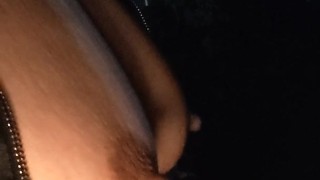 Becky shows the neighbour how hard he makes her nipples.