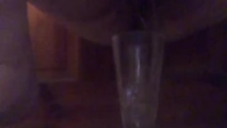 Pissing in a glass for his lunch