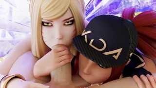 Ahri and Akali Duo Blowjob KDA League of Legends Animation