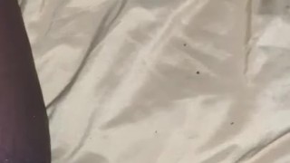 Rubbing hairy pussy with door open, someone in next room