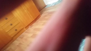 Skinny lanky male teen strokes juicy big cock