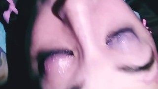 Backseat cutie sloppy deepthroat blowjob hot 