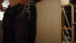 Trying my new Cock ring in the attic - Massive cumshot