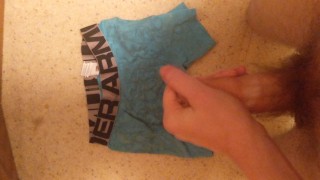 Uncut College Twink Blows Load On Used Compression Shorts