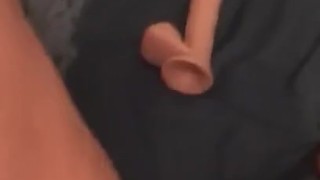 Making her squirt with fingers and toy