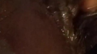 Playing with my wet black pussy squirting ebony
